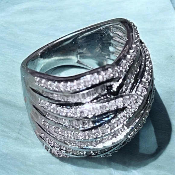 1.5ct Diamond Baguette Sterling Silver Ring Sz 5 - Picture 7 of 9